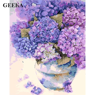 Bộ Tranh Sơn Dầu 40x50cm Tự Làm Hình Hoa Cẩm Tú Cầu