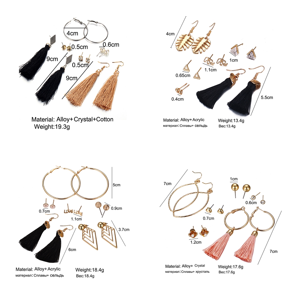 Khuyên tai AY dạng tua rua phong cách Bohemian thời trang cho nữ