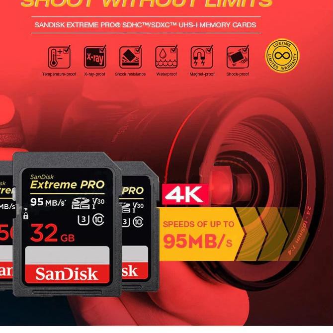 Thẻ Nhớ Sandisk Sdhc Extreme Pro 32gb / 64gb / 128gb 95mb / S Extreme Pro 95mbps