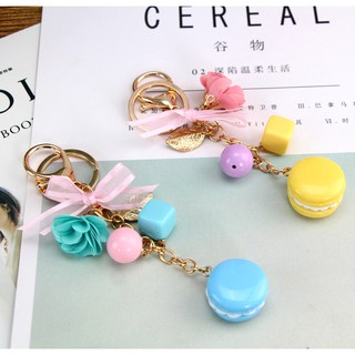 Móc khóa macaron dây nơ