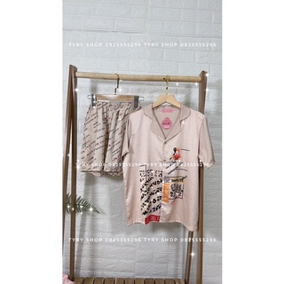Bộ ngủ Pyjama Tyry gấu nhỏ có túi áo cộc quần cộc