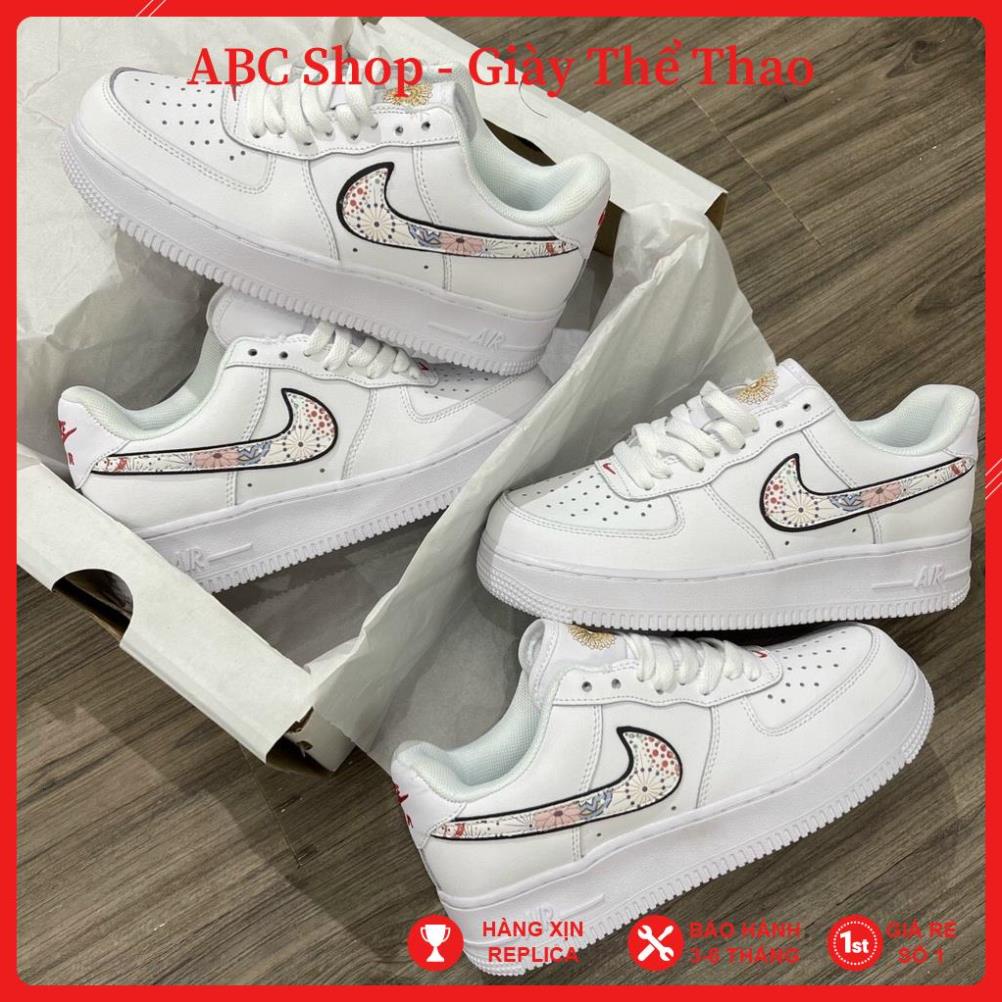 [FreeShip+ Hàng Xịn] Giày Air Force 1 trắng vạch ánh kim, Giày Thể Thao AF1 trắng móc kim tuyến hàng 11