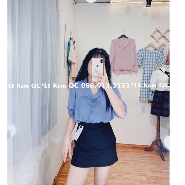 Áo Sơ Mi Tay Dài Trơn Cổ Vest Hàng Quảng Châu Chất Mịn Mát