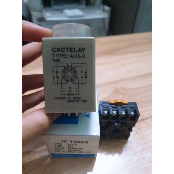 Relay thời gian, rơ le thời gian 24VDC CKC AH3-3 ko kèm đế