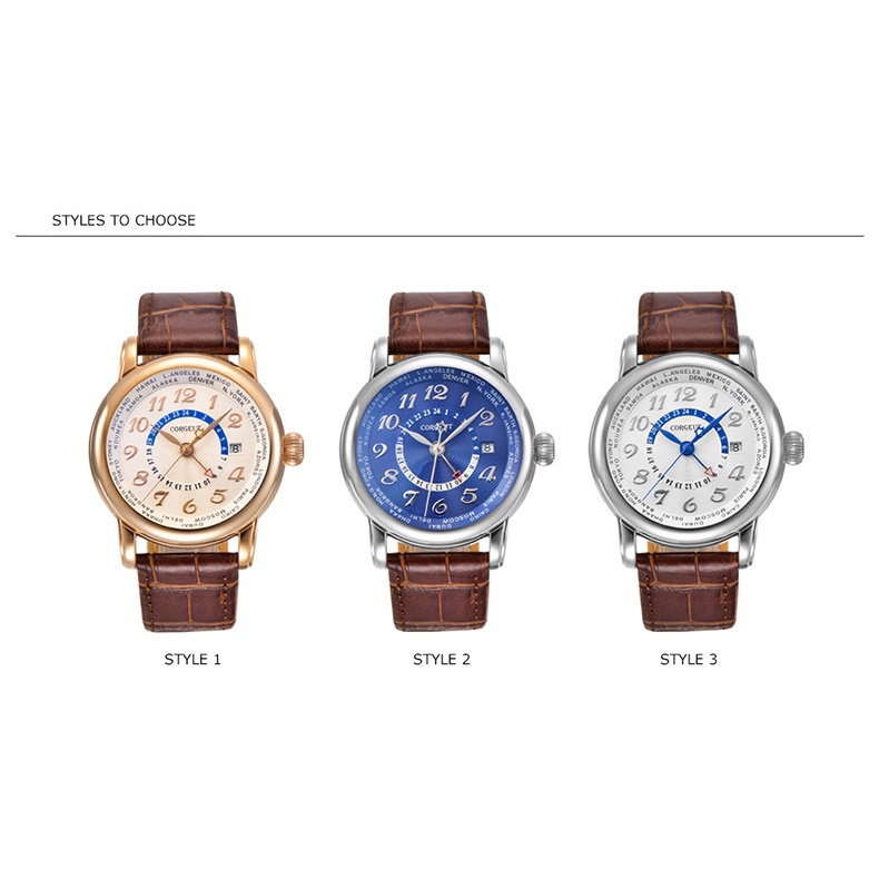 Đồng Hồ Cơ Nam Tự Động AUTOMATIC Chính Hãng CORGEUT Dây Da Cao Cấp Thời Trang Sang Trọng Đẹp Giá Rẻ