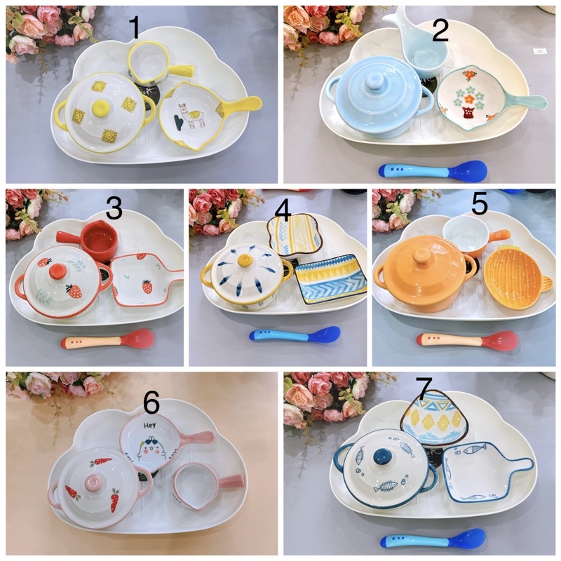 Bát Ăn Dặm Đĩa Ăn Dặm Nồi MiNi Ăn Dặm Cho Bé Cực Xinh CuTe [ Tặng thìa báo nóng bất kì]