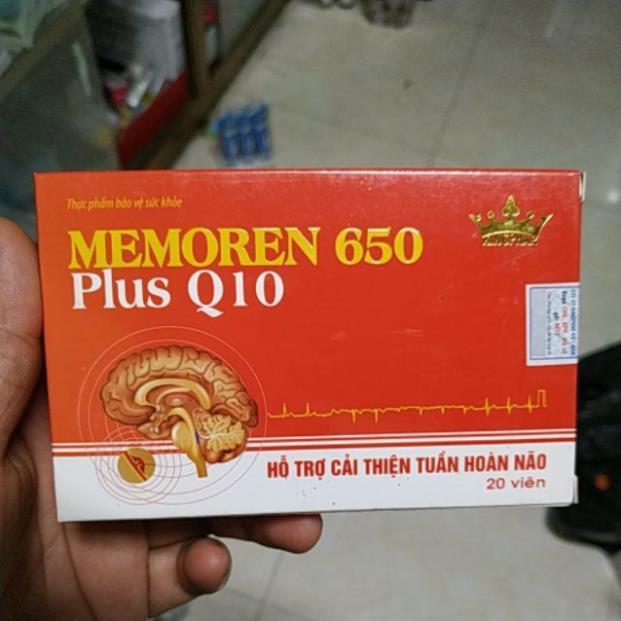 MEMOREN 650 PLUS Q10 KINGPHAR- HOẠT HUYẾT DƯỠNG NÃO, NGĂN NGỪA TAI BIẾN, TĂNG TRÍ NHỚ (HỘP 20 VIÊN)