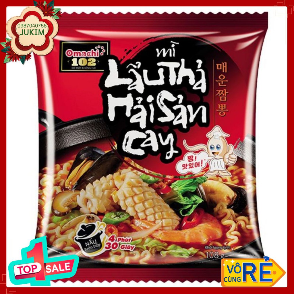 Combo 10 gói Omachi Lẩu thả hải sản cay 108g