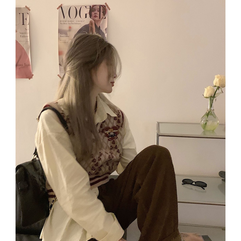 Áo Không Tay Cổ Chữ V Phong Cách Retro Thời Trang