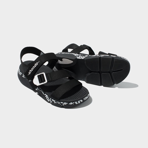 SHONDO | Sandal Shondo F7 track MONOGRAM vẽ tay đen F7T1019