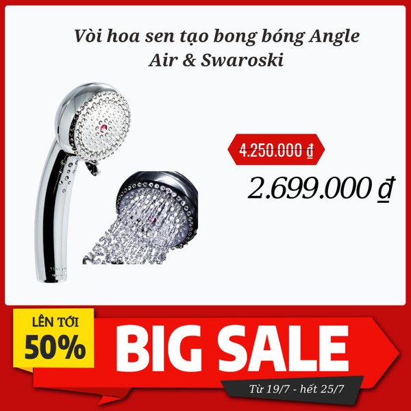 Vòi hoa sen tạo bong bóng Angle Air &amp; Swaroski