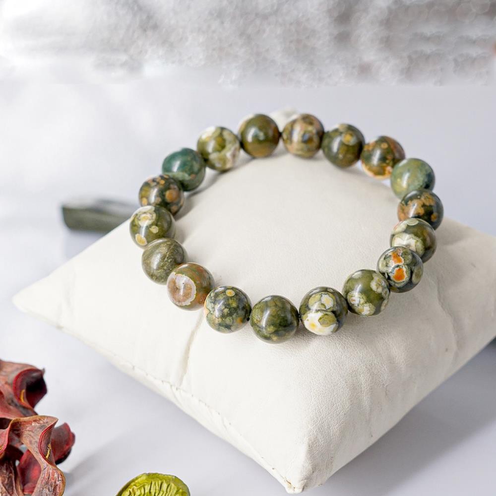 Vòng tay nam nữ Rainforest Jasper 8mm - Chế tác tự nhiên - Thương hiệu Anqlo - Vòng tay phong thủy tốt cho sức khỏe