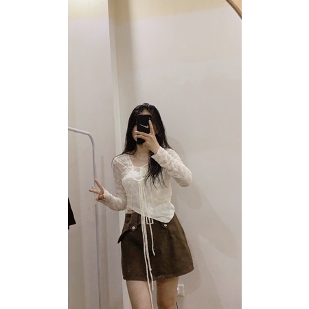 Chân váy Jeans nữ  kèm belt đai bản to ullzang - Hàng có sẵn