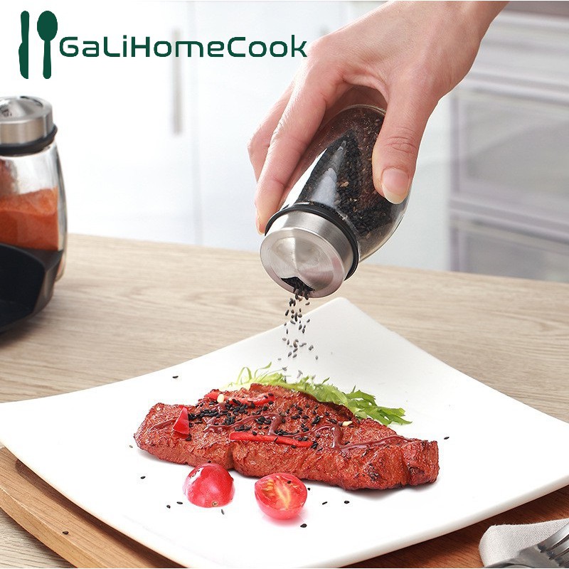 Bộ 6 lọ đựng gia vị thủy tinh kèm giá để xoay 360 độ GaliHomecook [FREESHIP-GIÁ CỰC SỐC]