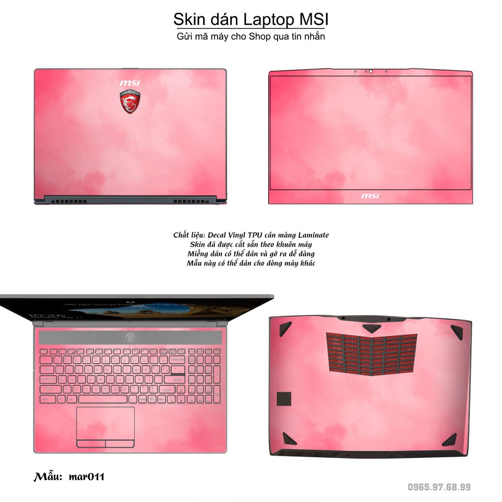 Skin dán Laptop MSI in hình vân Marble nhiều mẫu 2 (inbox mã máy cho Shop)
