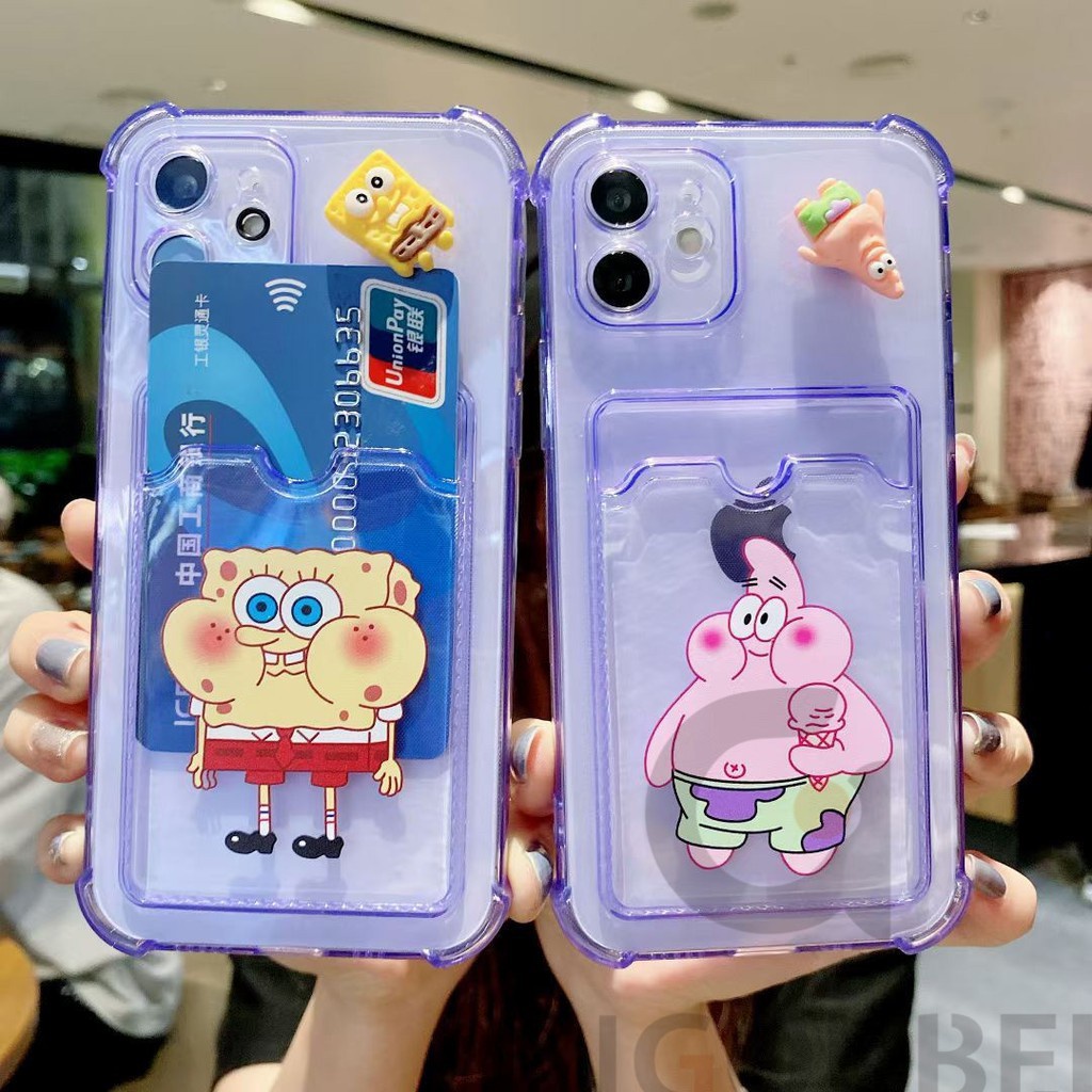 2021 SpongeBob SquarePants Big Star Cute Cartoon Cute Silicone Phone Case Location Card 12 12Pro 12ProMax 11Pro 11ProMax 7 8 7Plus 8Plus X XS XR XSmax