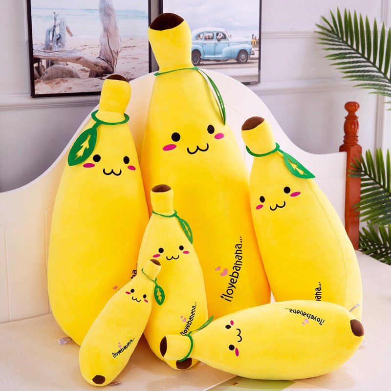 Thú gấu nhồi bông, Gối Ôm Hình Quả Chuối size 25-45-60cm Siêu Dễ Thương Mềm Êm Mịn-khangstore.vn