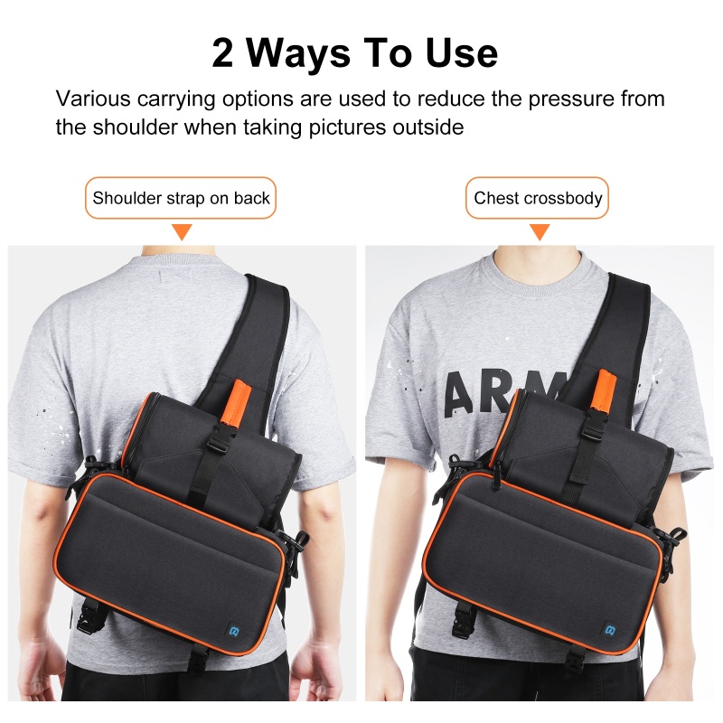 PULUZ Triangle Style SLR Camera Bag Sling Waterproof Backpack Shoulder Messenger Bags with Removable Lens Bag