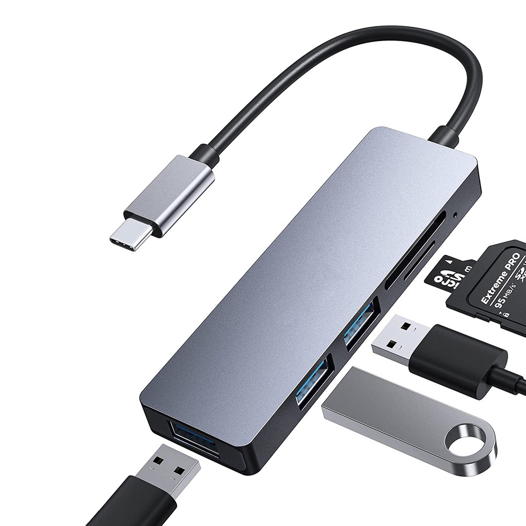 Đế Sạc 5 Trong 1 USB c HUB Type-c Sang SD / TF USB3.0 USB2.0 Type c Đọc Thẻ Nhớ Cho Laptop / Điện Thoại / Máy Tính Bảng