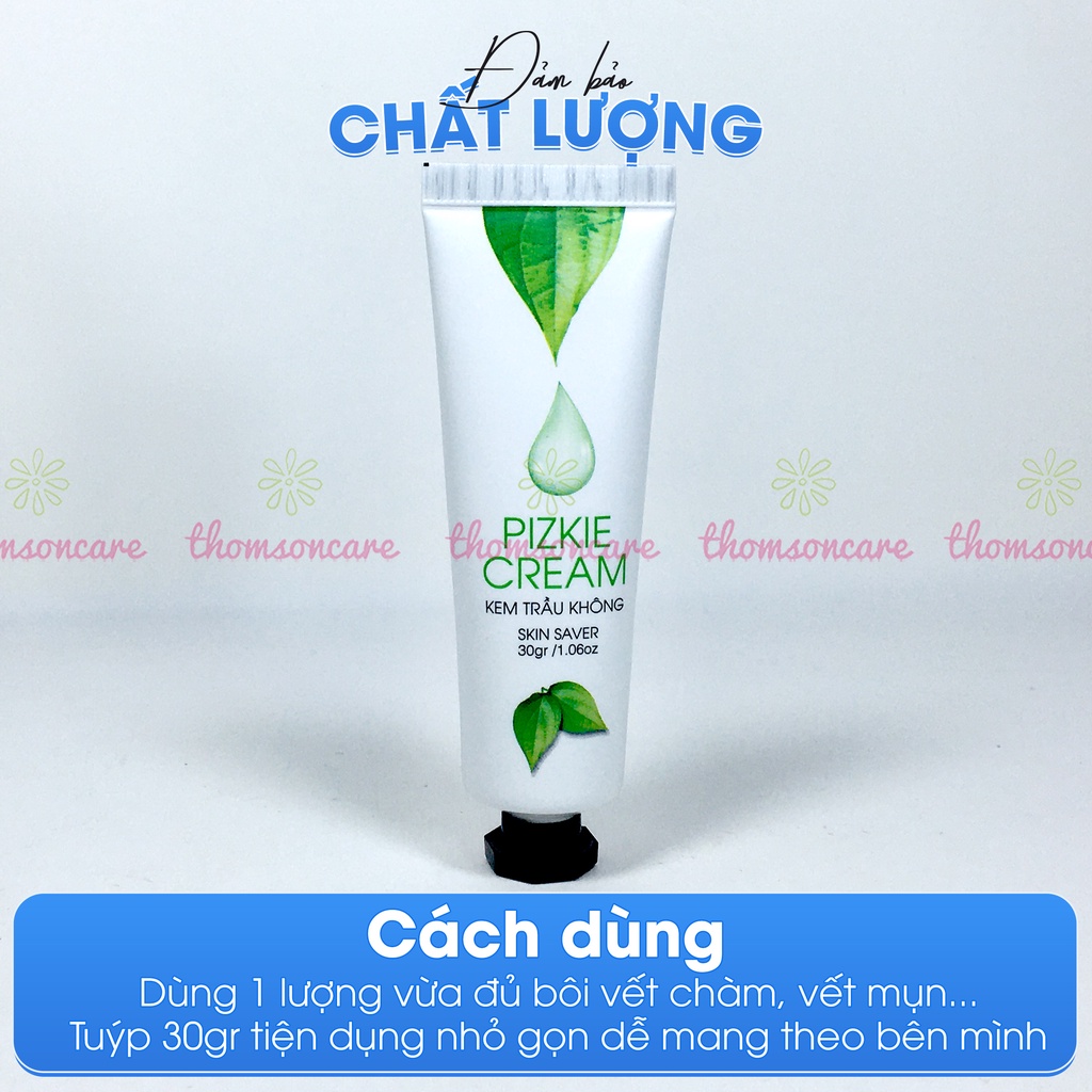 Kem trầu không Pizkie, giảm hăm, rôm sảy, ngứa da, chăm sóc da cho bé  và cả nhà - Mẫu mới tuýp 30g