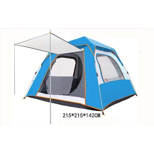 Lều tự bung 4-6 người 4 cửa to thoáng, có mái hiên tăng diện tích, chống mưa nắng, chống tia cực tím và công trùng
