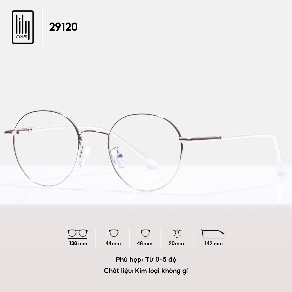 Gọng kính kim loại mắt tròn nam nữ Lilyeyewear phù hợp mặt nhỏ càng kính nhẹ nhàng màu sắc thời trang 29120