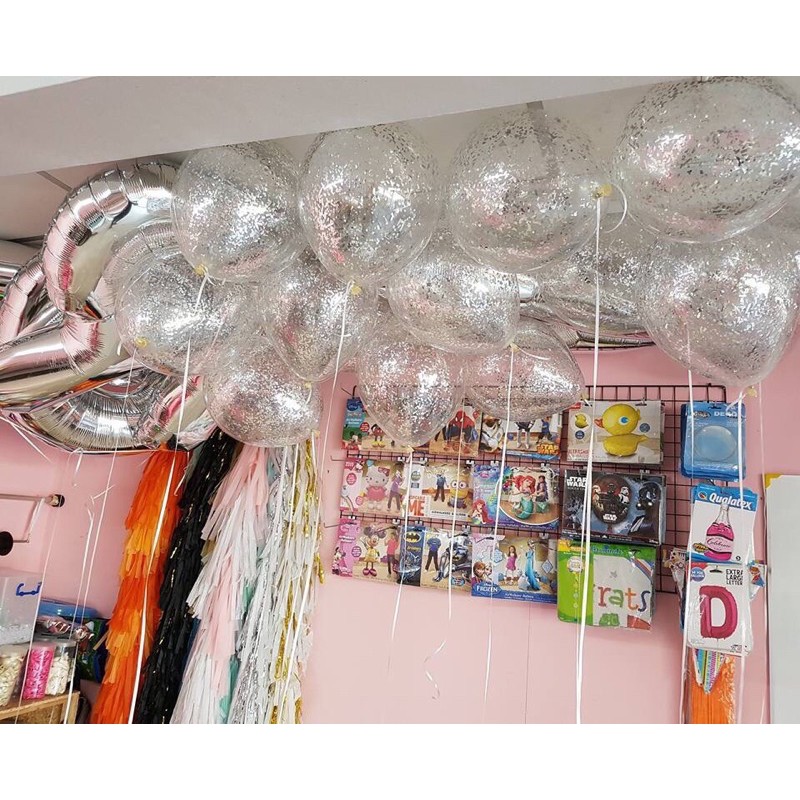 Bóng tròn nhồi kim tuyến các màu size 12&quot;