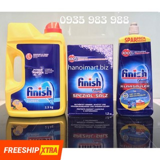 Combo Bột rửa bát Finish 2,5kg+bóng finish 1150ml+muối Finish 1.2kg