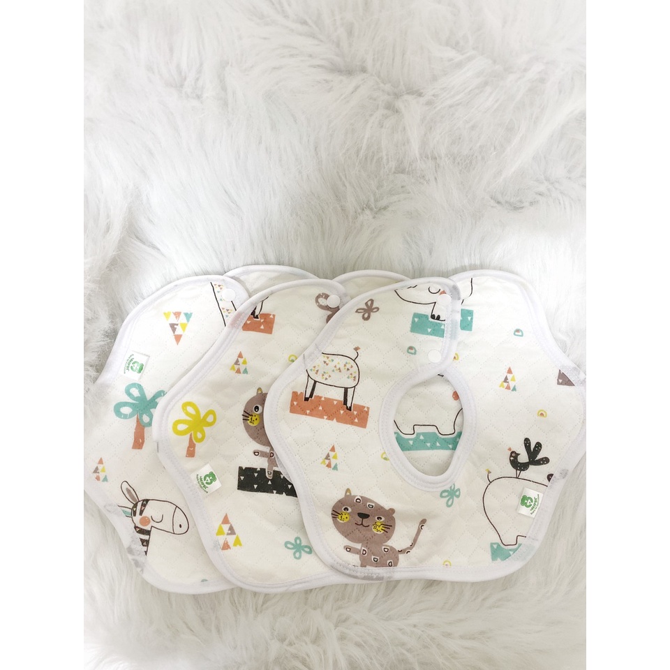 Sét 3 Yếm chống thấm mipbi GIÁ SHOCK 100% cotton knitted bền đẹp có cao su chống thấm
