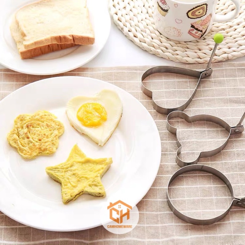Khuôn Rán Trứng Ốp La, Bánh - Khay Chiên Tạo Nhiều Hình Cute Có Núm Cầm Cam Homeware