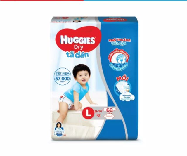 Tã dán HUGGIES mẫu mới M76/ L68/ XL62/ XXL56