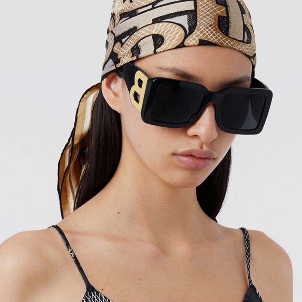 Kính mát gọng chữ nhật in chữ B chống tia UV phong cách cổ điển thời trang cho nữ