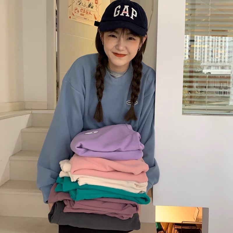 THE2001STORE | Áo nỉ trơn nữ lót nhung trắng phong cách Hàn Quốc | BigBuy360 - bigbuy360.vn