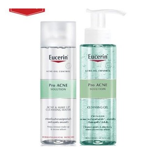 Combo eucerin gel rửa mặt da mụn + nước tẩy trang da mụn