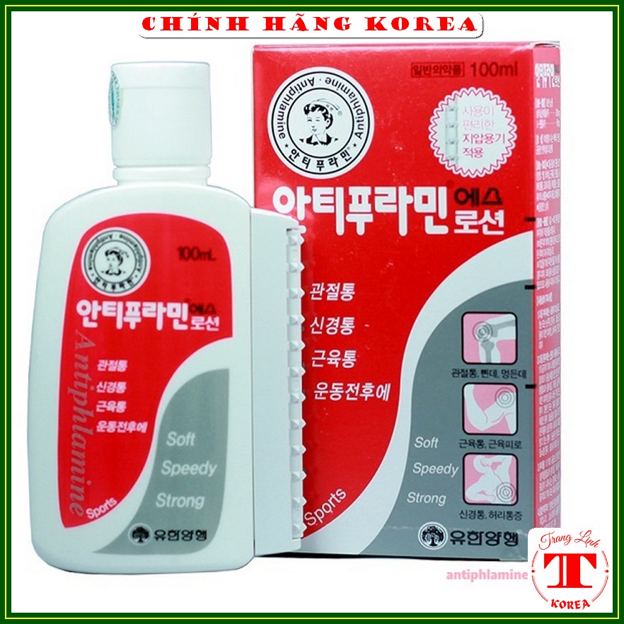 Dầu nóng hàn quốc Antiphlamine chính hãng, hộp 100ml - Dầu xoa bóp chăm sóc chấn thương, tranglinh