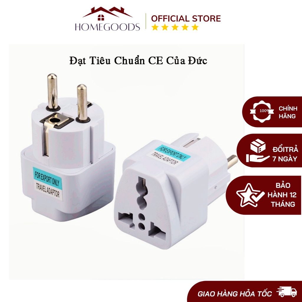 Ổ chuyển đổi phích cắm từ 3 Chân sang 2 Chân Loại tròn 4.8mm 220V , an toàn chịu nhiệt độ cao - HGMST