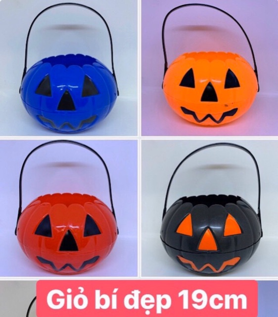 Giỏ bí đẹp đựng kẹo treat or trick Halloween