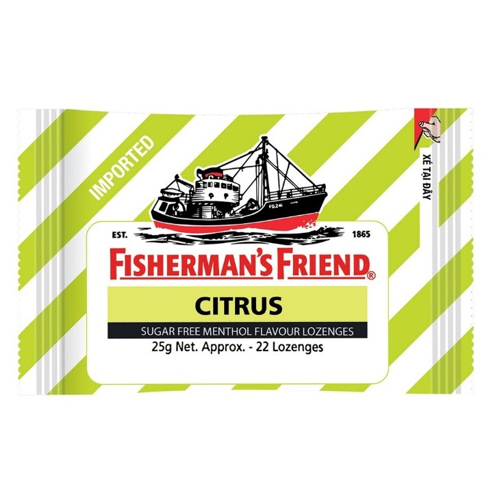 Kẹo Ngậm Giảm Đau Họng Con Tàu Không Đường Fishermans Friend 25g
