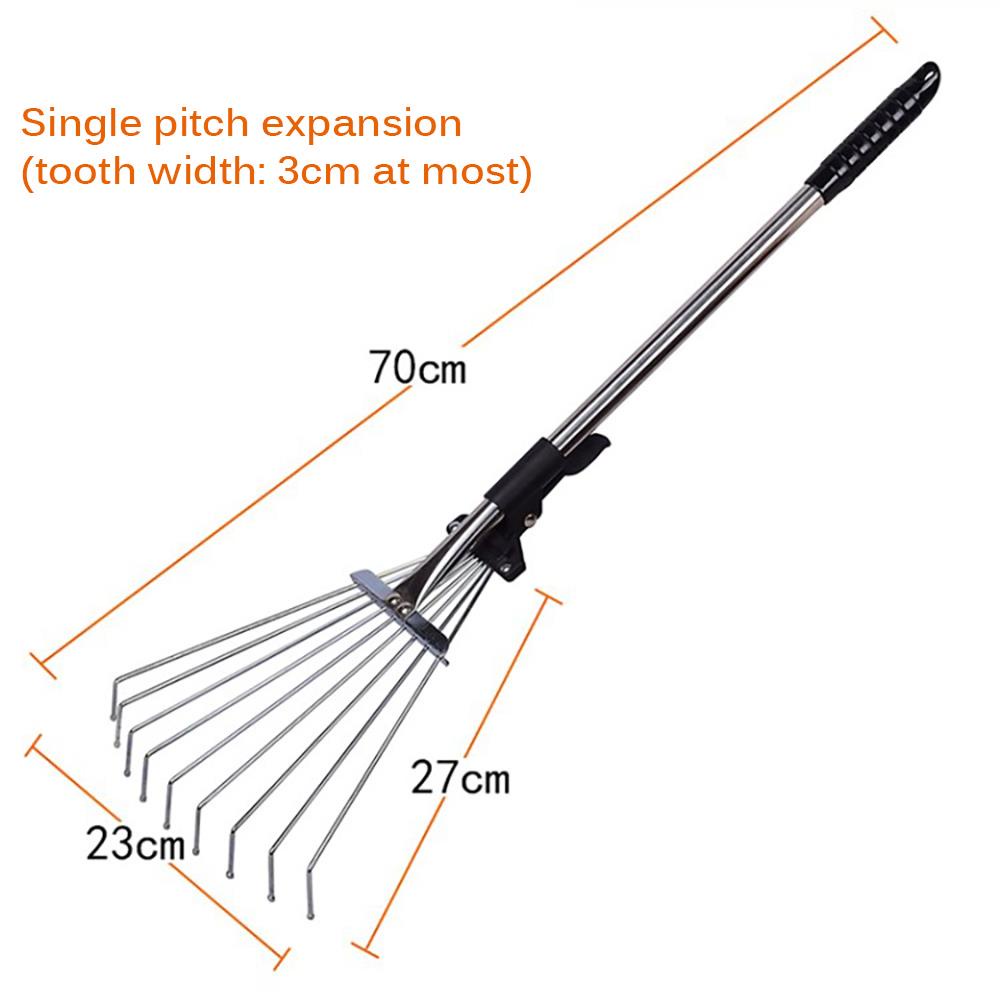 Scalable Garden Rake Extendable Leaves Rake with Flexible Teeth Rod for Garden Backyard Lawn Farm Street 9 Teeth burang