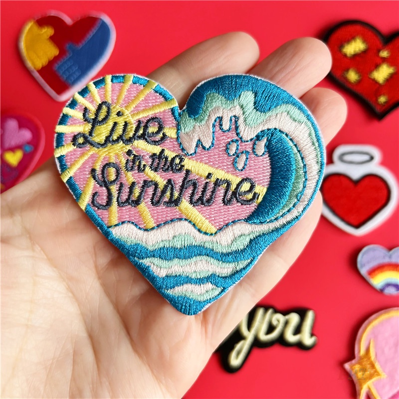 ♥ Miếng Dán Ủi Hình Trái Tim ♥ 1 Sticker Ủi Thêu Hình Ngôi Sao Cầu Vồng