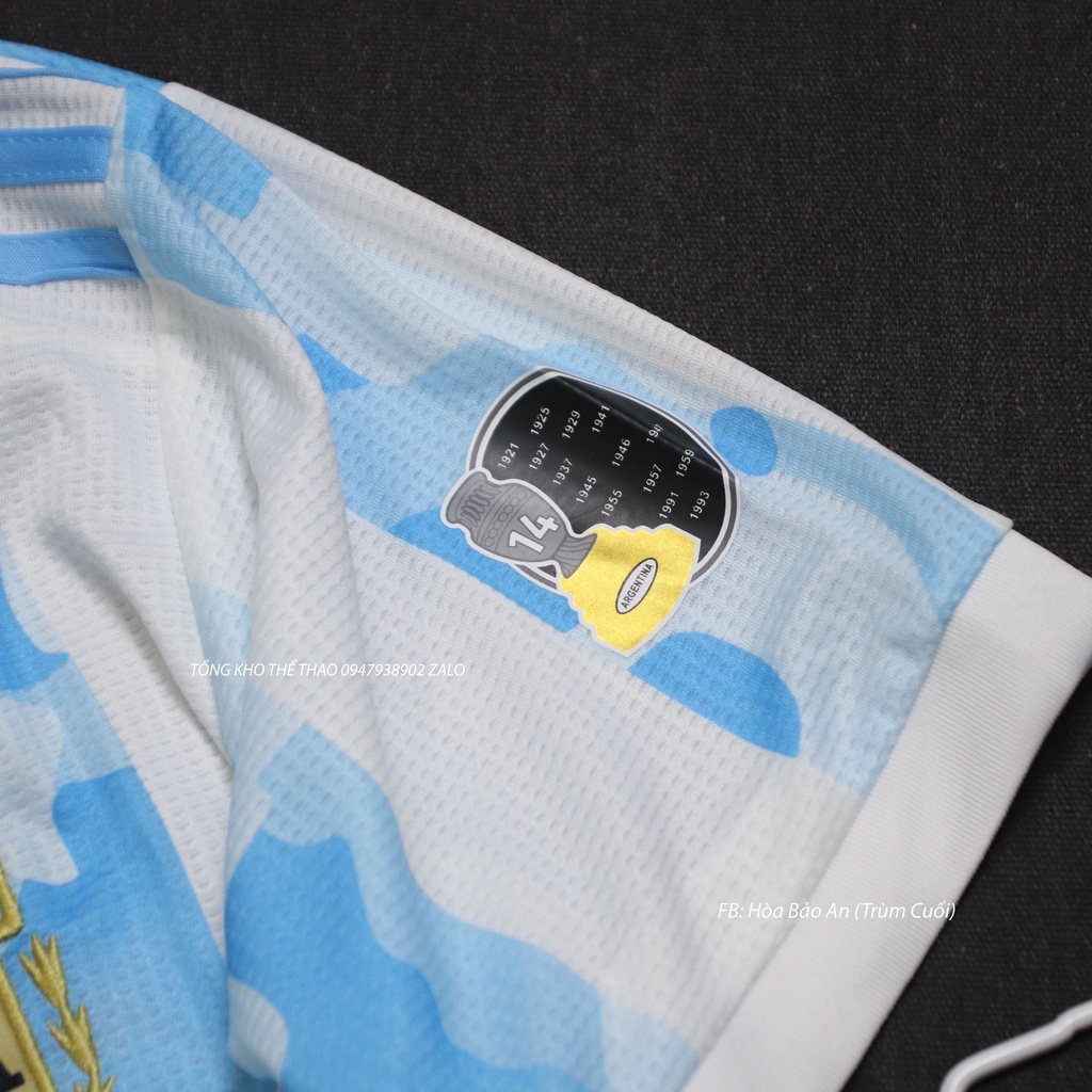 Áo Argentina Copa América 2021- Set Bộ Thể Thao Tuyển Agentina Màu Trắng Xanh Quần Tím Than - Vải Thái Chuẩn Áo Đấu