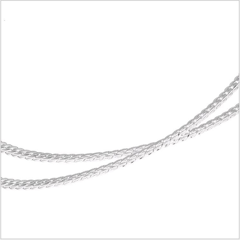 Dây Chuyền Mạ Bạc 925 Dạng Mắt Xích Rộng 5mm