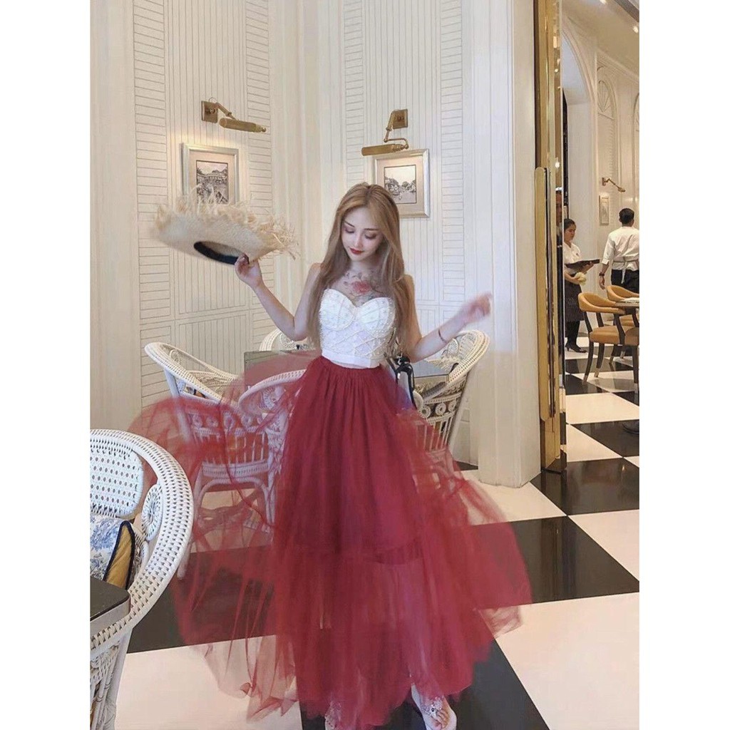 12C30B1 Chân váy lưới đuôi cá dài sang chảnh | BigBuy360 - bigbuy360.vn