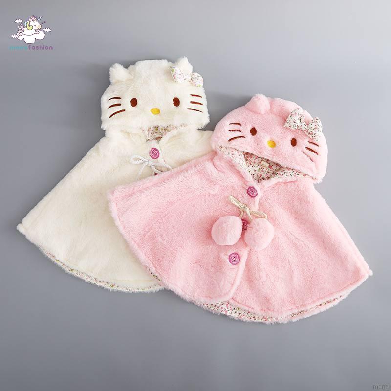 Áo khoác nhung thêu hình mèo cho bé gái