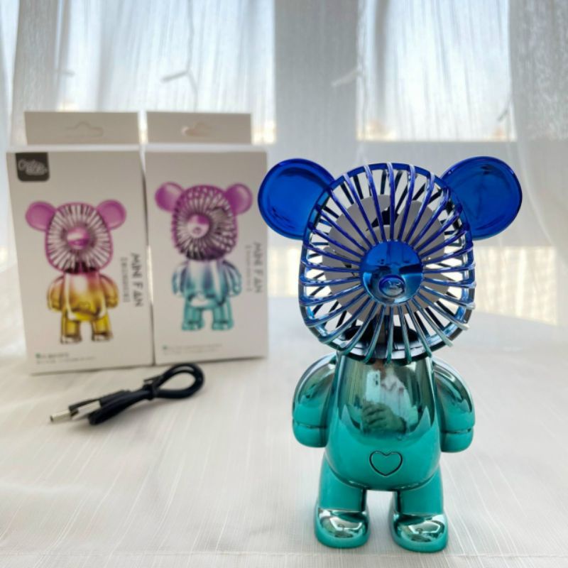 QUẠT GẤU BEARBRICK CẦM TAY TÍCH ĐIỆN HOTTREND 2022