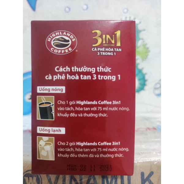 Cà Phê Highlands Coffee 3in1 Hộp 20 Gói x 17g