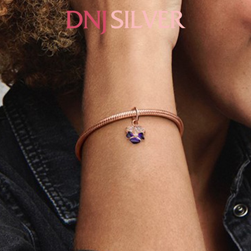 [Hàng cao cấp] Charm bạc 925 cao cấp, hàng chuẩn bạc - Charm Deep Purple Pansy Flower thích hợp để mix vòng tay charm