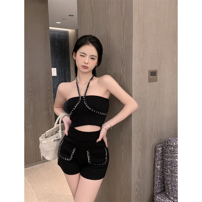 Cocory vn Set Áo Ống + Quần Short Lưng Cao Thời Trang Quyến Rũ Cho Nữ