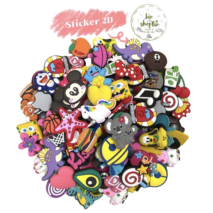 COMBO 10 STICKER 2D GẮN DÉP SIÊU CUTE(hình ngẫu nhiên)