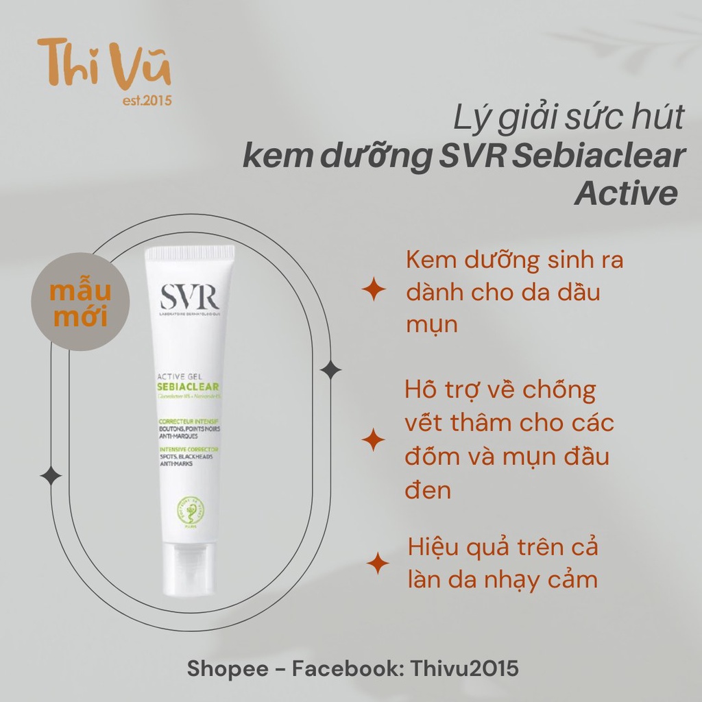 Kem Dưỡng SVR Sebiaclear Active 40ml, kem dưỡng da dành cho da dầu mụn - Thi Vũ